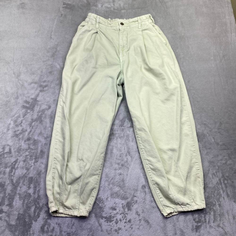 Pilcro Anthropologie Sage Green Pleated Balloon Leg Pants Size 26 Faded Skater